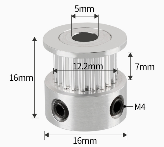 مسنن GT2 اسنان 20، عرض 6mm، ارتفاع 16mm
