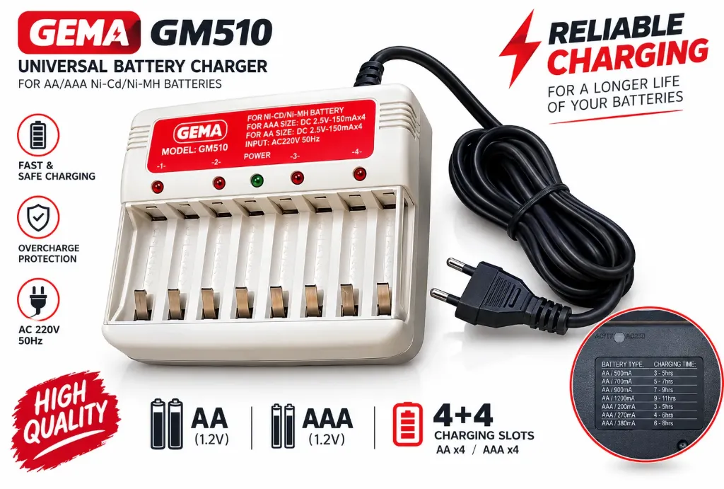 AA\AAA 8PCs GM510 شاحن